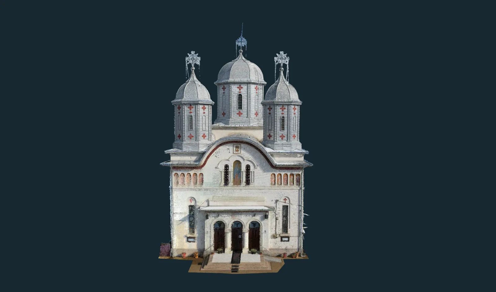Model 3D dintr-o scanare a unei biserici (nor de puncte texturat)