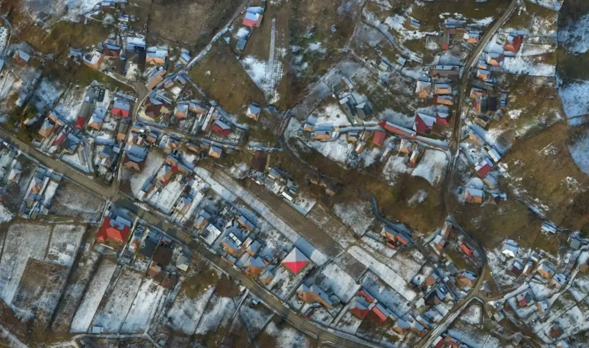 Ortofotoplan al unei localități — vedere nadir georeferențiată